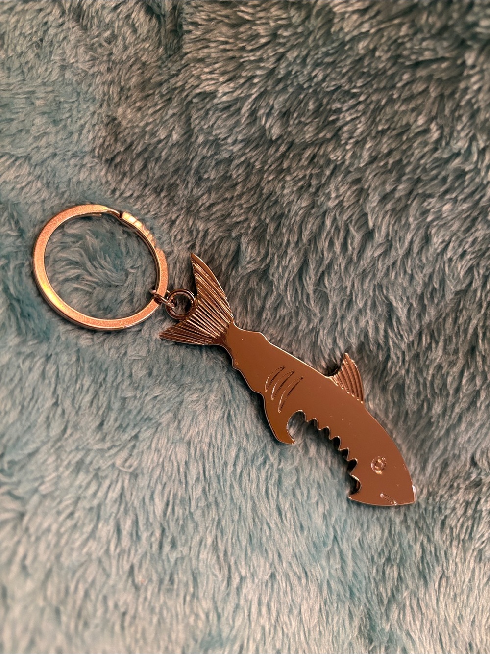 Silver Shark Bottle Opener Keychain Mens Accessory NWT Beach Summer 4.75”